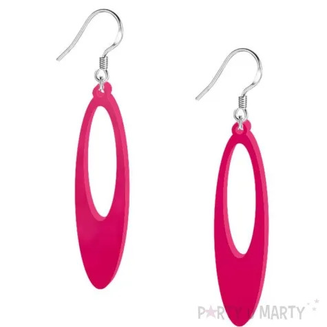 kolczyki elipsy classic rozowe 15x50 mm