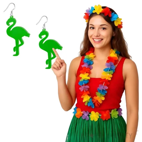 kolczyki flamingi classic zielone 35x60 mm