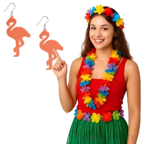 kolczyki flamingi neonowe pomaranczowe 35x60 mm