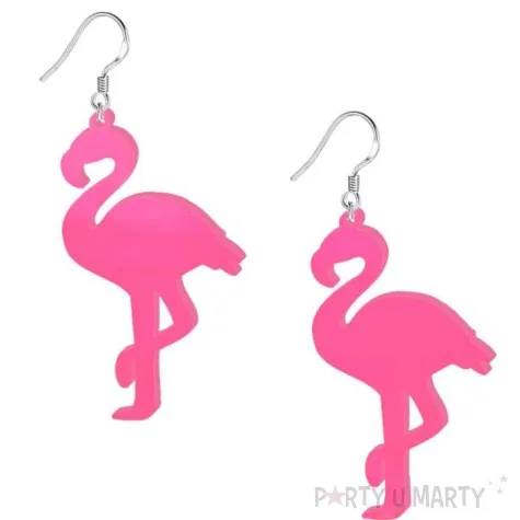 kolczyki flamingi neonowe rozowe 35x60 mm