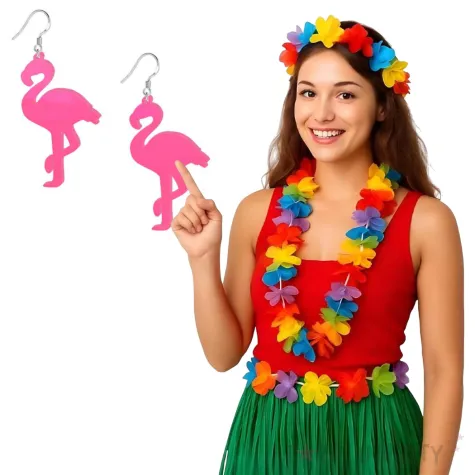 kolczyki flamingi neonowe rozowe 35x60 mm