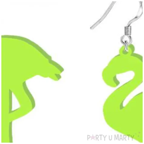 kolczyki flamingi neonowe zielone 35x60 mm