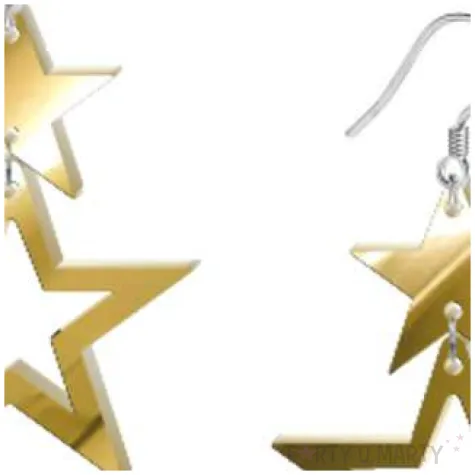 kolczyki gwiazdki blysk zlote lustrzane 40x55 mm