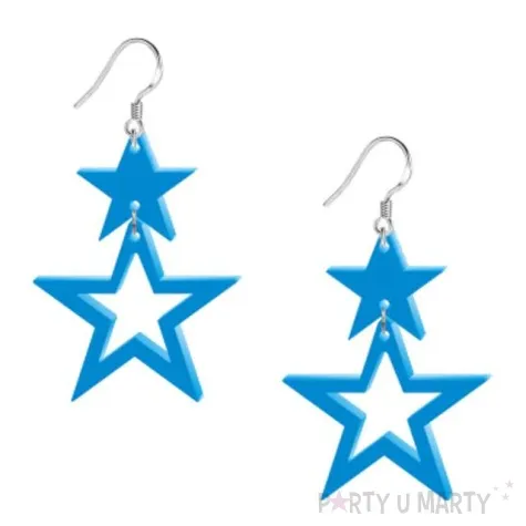 kolczyki gwiazdki classic niebieskie 40x55 mm