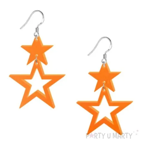kolczyki gwiazdki classic pomaranczowe 40x55 mm