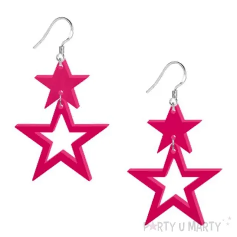 kolczyki gwiazdki classic rozowe 40x55 mm