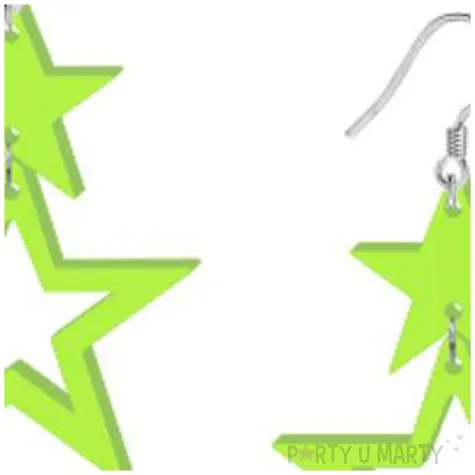 kolczyki gwiazdki neonowe zielone 40x55 mm