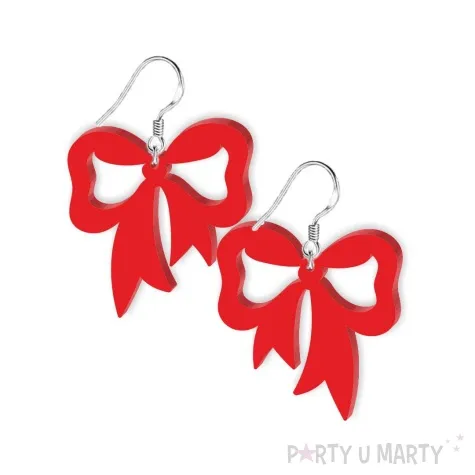 kolczyki kokardy cheerleaderek czerwone 37 x 34 mm