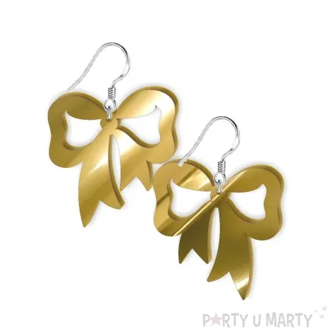 kolczyki kokardy cheerleaderek zlote lustrzane 37 x 34 mm