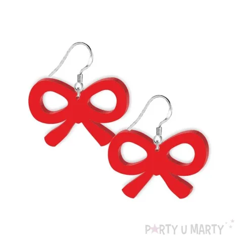 kolczyki kokardy nieskonczonosci czerwone 37 x 25 mm