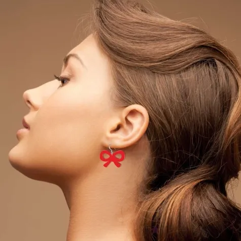 kolczyki kokardy nieskonczonosci czerwone 37 x 25 mm