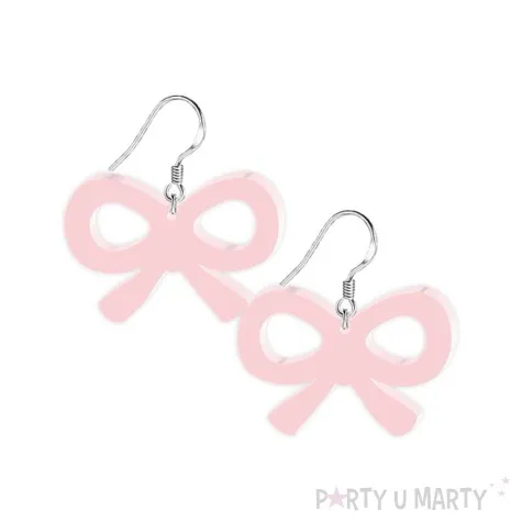 kolczyki kokardy nieskonczonosci rozowe pastelowe 37 x 25 mm