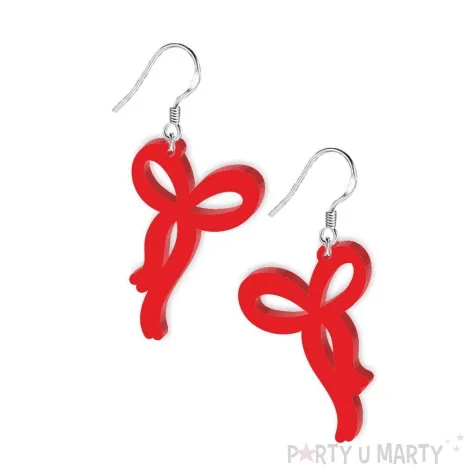 kolczyki kokardy slubne czerwone 37 x 25 mm