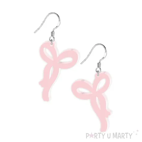 kolczyki kokardy slubne rozowe pastelowe 37 x 25 mm