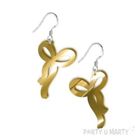 kolczyki kokardy slubne zlote lustrzane 37 x 25 mm