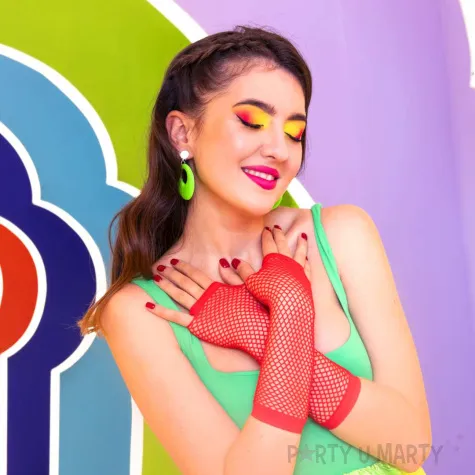 kolczyki kolka neonowe na klipsie zielony partypal 4 5 cm