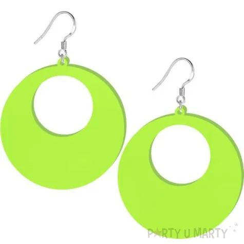 kolczyki kolka neonowe zielone 50x50 mm