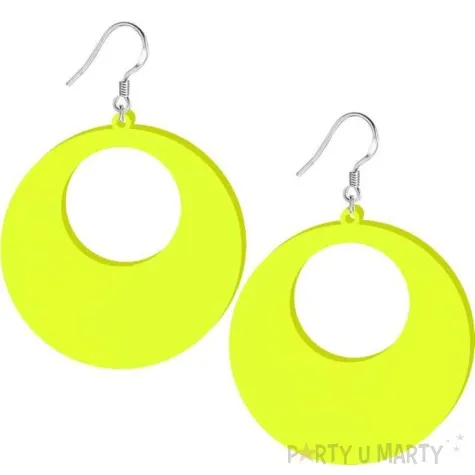 kolczyki kolka neonowe zolte 50x50 mm