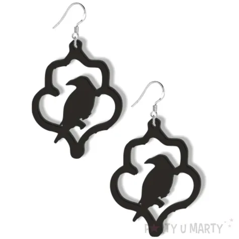 kolczyki kruki w herbie czarne 55x65 mm