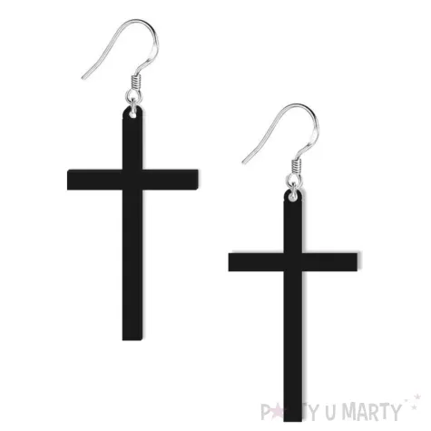 kolczyki krzyze classic czarne 30x50 mm