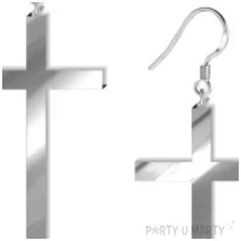 kolczyki krzyze classic srebrne lustrzane 30x50 mm