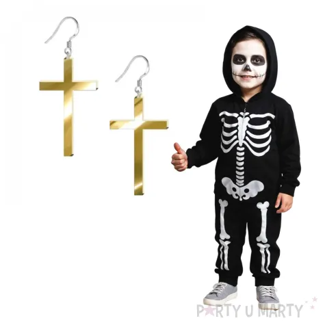 kolczyki krzyze classic zlote lustrzane 30x50 mm