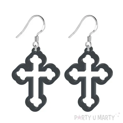 kolczyki krzyze czarne 27x37 mm