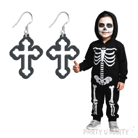 kolczyki krzyze czarne 27x37 mm