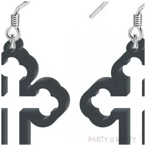 kolczyki krzyze czarne 27x37 mm