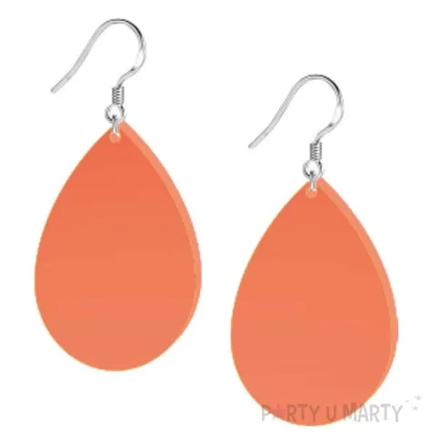 kolczyki lezki neonowe pomaranczowe 30x45 mm