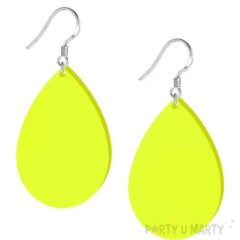 kolczyki lezki neonowe zolte 30x45 mm