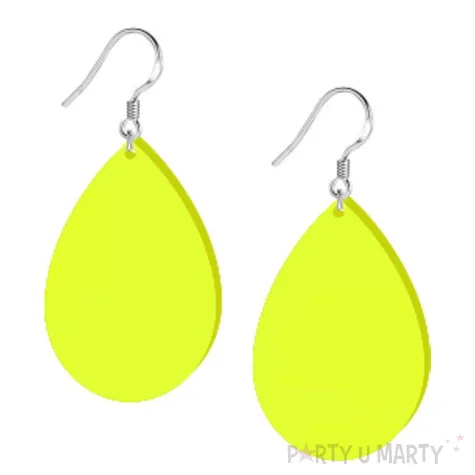 kolczyki lezki neonowe zolte 30x45 mm