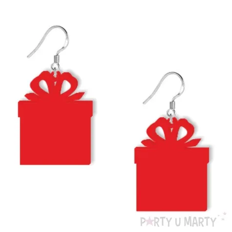 kolczyki mikolajkowe prezenty czerwone 35x40 mm