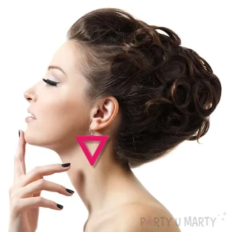 kolczyki neonowe trojkaty rozowe 55 x 57 mm