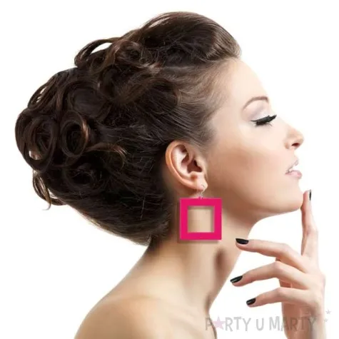 kolczyki neonowe wielokaty rozowo zielone 50 x 52 mm