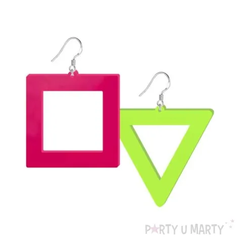 kolczyki neonowe wielokaty rozowo zielone 50 x 52 mm