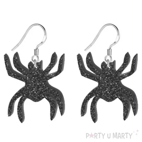 kolczyki pajaki czarny brokat 33x28 mm