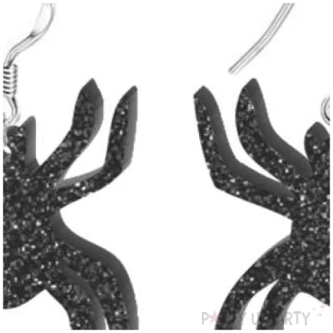 kolczyki pajaki czarny brokat 33x28 mm