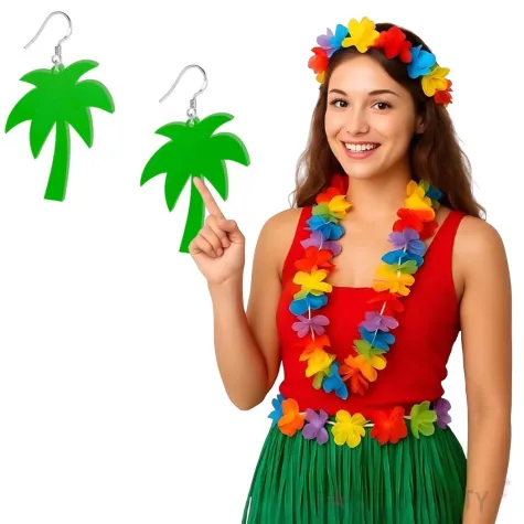 kolczyki palmy classic zielone 40x50 mm