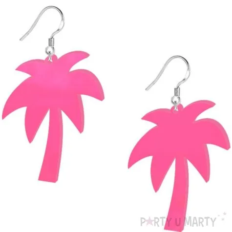 kolczyki palmy neonowe rozowe 40x50 mm