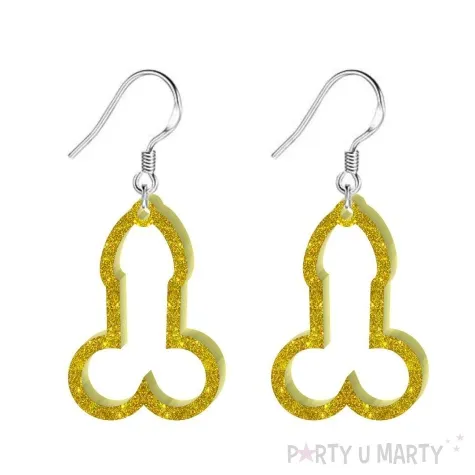 kolczyki peniski zloty brokat 22x33 mm