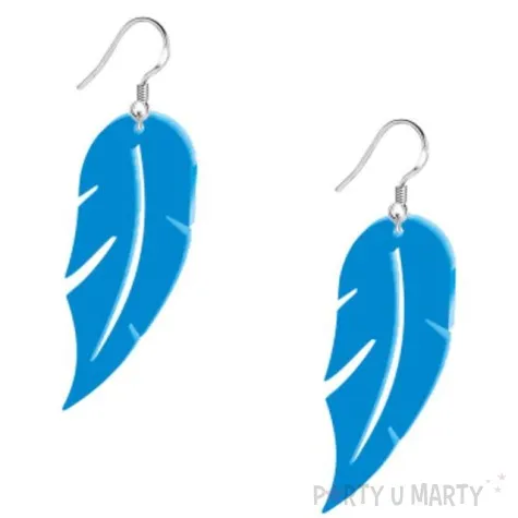 kolczyki piorka classic niebieskie 25x55 mm