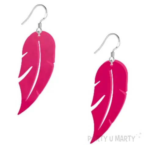 kolczyki piorka classic rozowe 25x55 mm