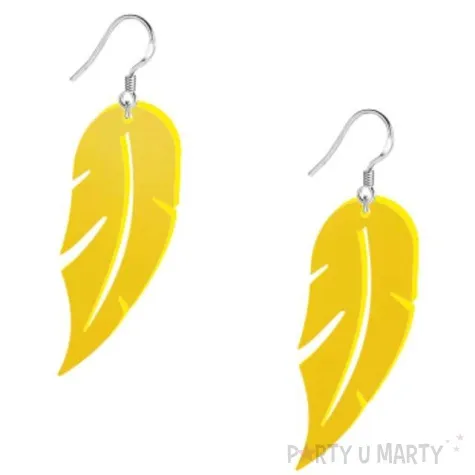 kolczyki piorka classic zolte 25x55 mm