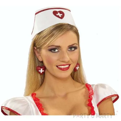 kolczyki serca pielegniarka czerwony 6 5 cm 2 szt