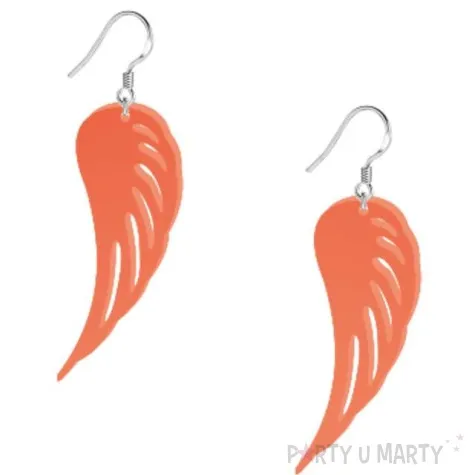 kolczyki skrzydla neonowe pomaranczowe 25x55 mm