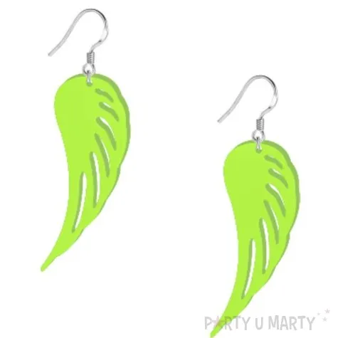 kolczyki skrzydla neonowe zielone 25x55 mm