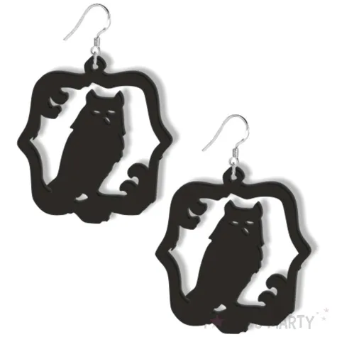 kolczyki sowy w herbie czarne 55x60 mm