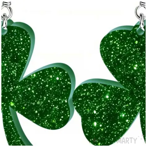 kolczyki sw patryk koniczynka pelna zielone brokatowe 33x35 mm