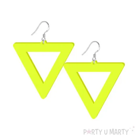 kolczyki trojkaty neonowe zolte 55 x 57 mm